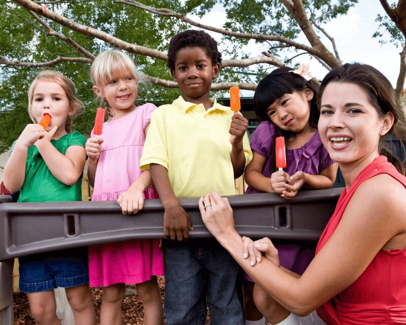 Young children playing with educational toys